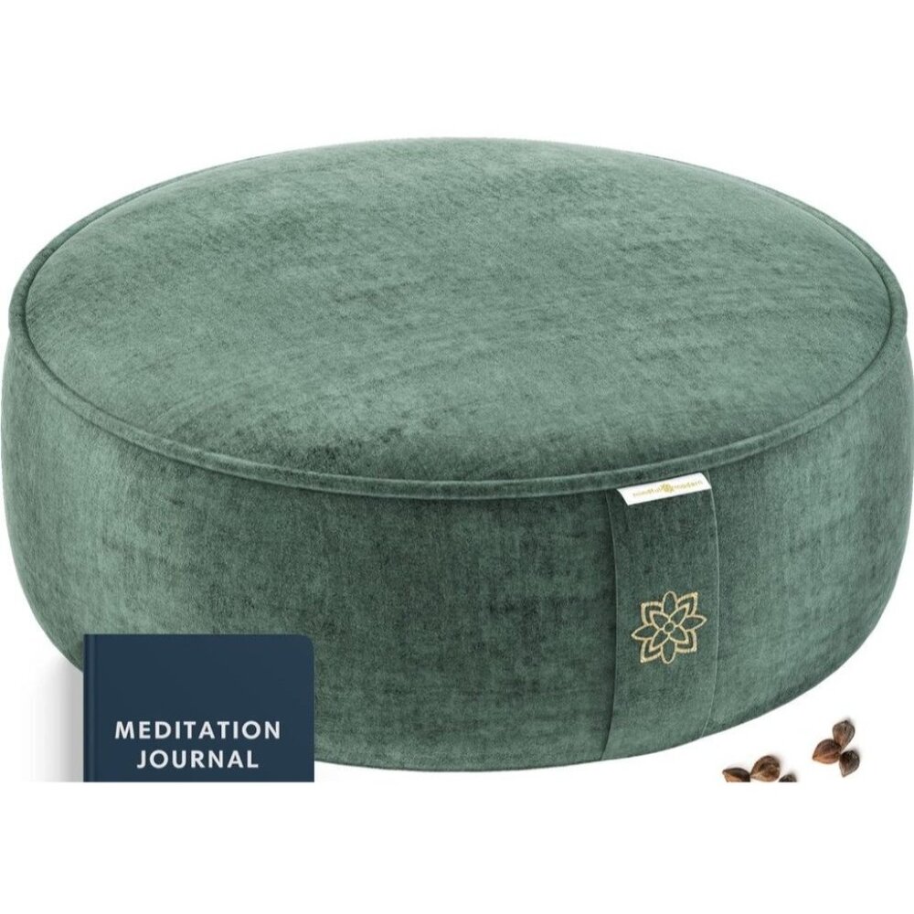 Mindful and Modern Velvet Meditation Cushion - Luxury Zafu Floor Pillow for Yoga